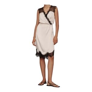 By Anthropologie Sleeveless V-Neck Lace Wrap Midi Dress Blush Pink Sz Small